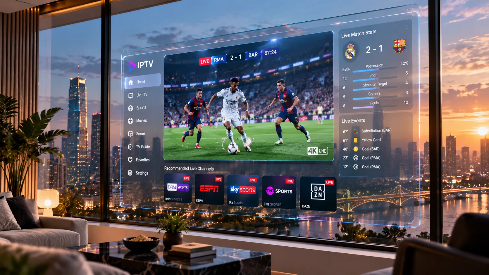 Person testing IPTV service during a free trial period